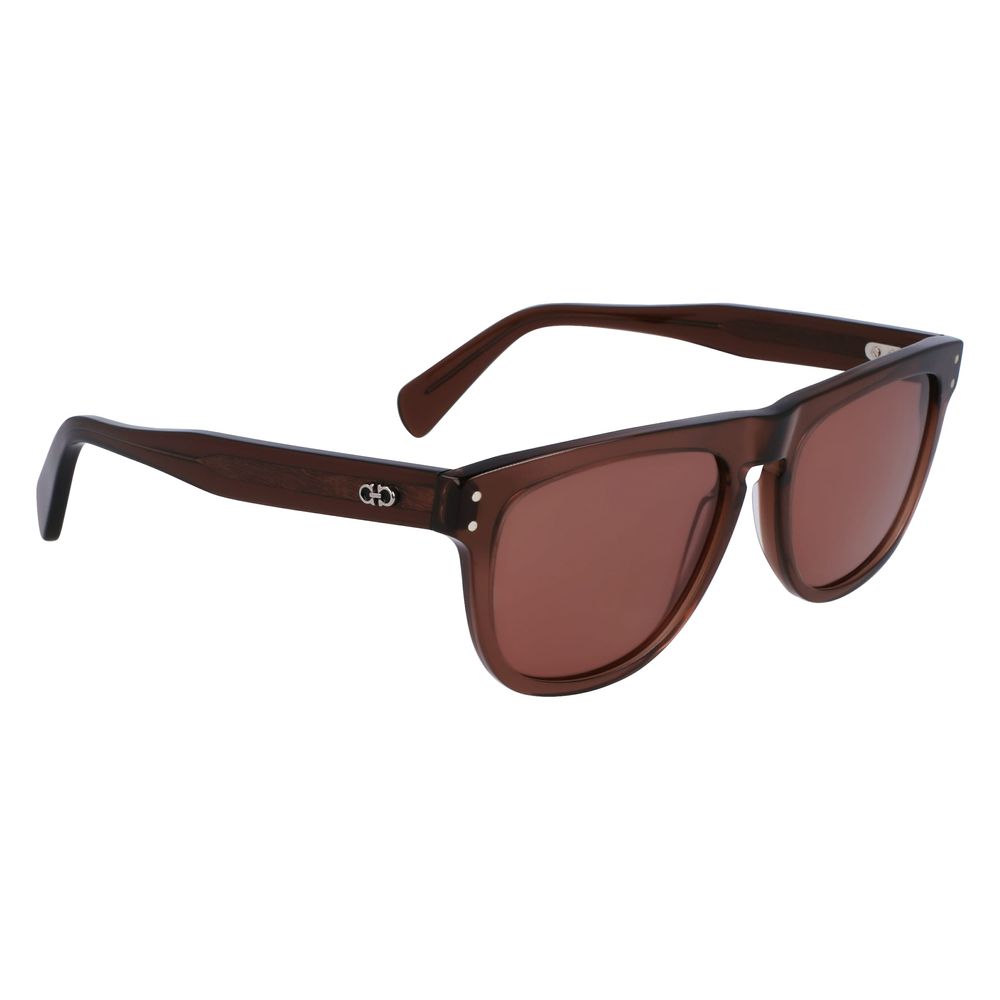 Ferragamo Men’s Sunglasses – Brown Acetate Frame with Dark Lenses