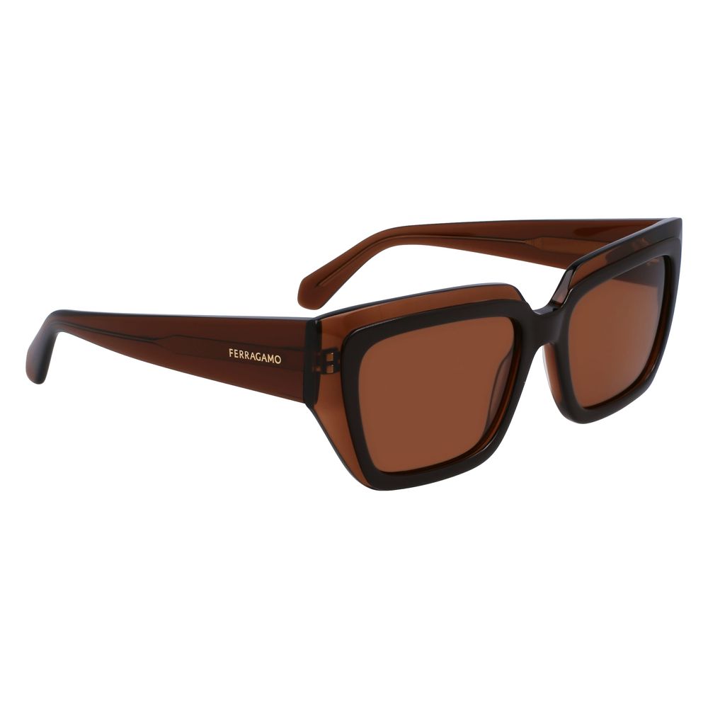 Ferragamo Women’s Sunglasses – Brown Acetate Frame with Brown Lenses