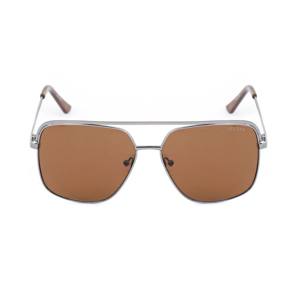 Guess Men’s Sunglasses – Grey Metal Frame, Brown Lenses