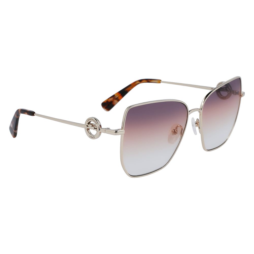 Longchamp Women’s Sunglasses – Golden Metal Frame, Yellow Gradient Lenses