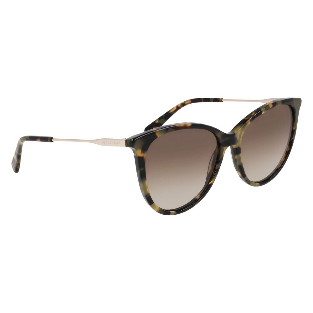 Longchamp Women’s Sunglasses – Brown Acetate Frame, Green Lenses