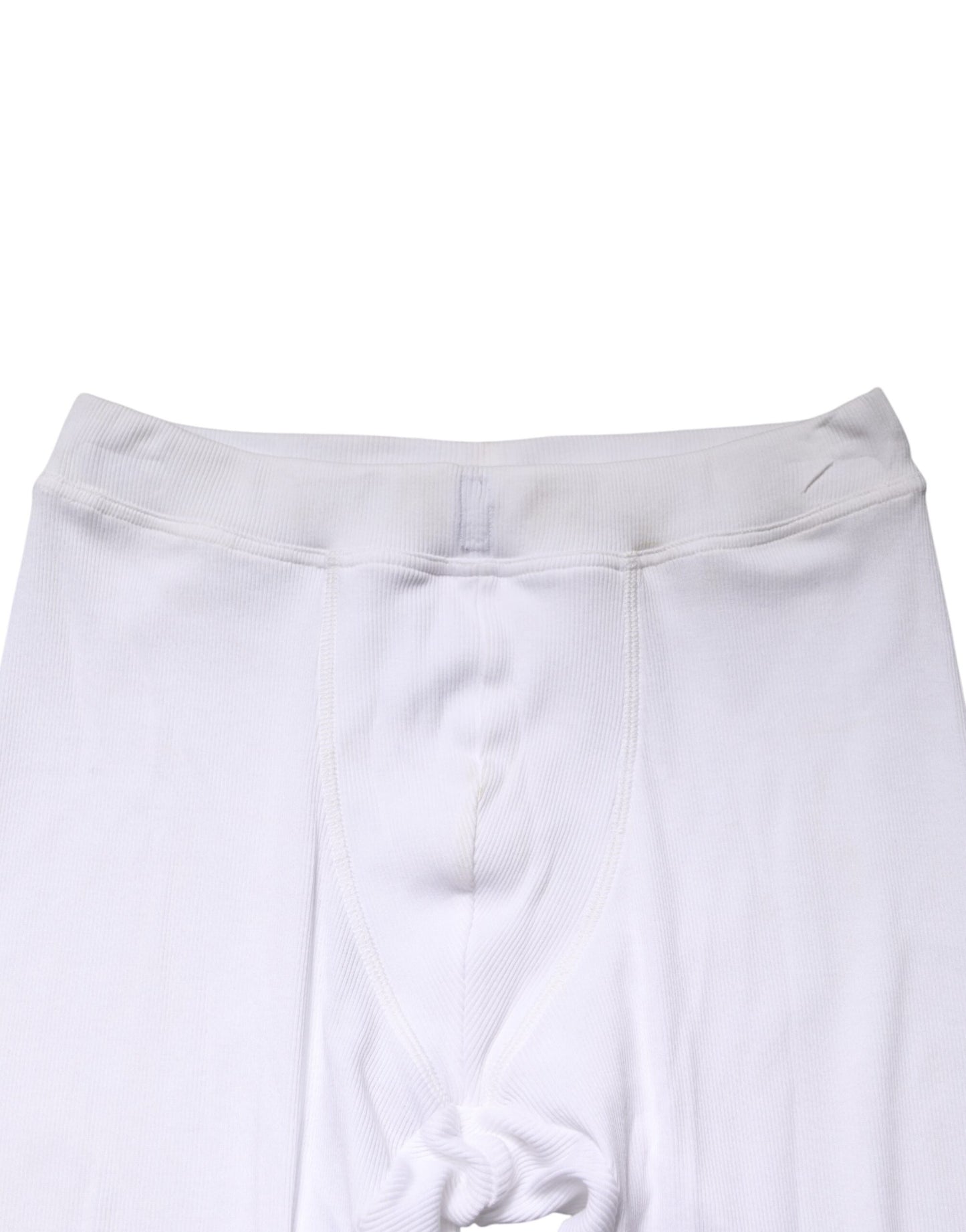 Dolce & Gabbana White Cotton Mid Waist Leggings