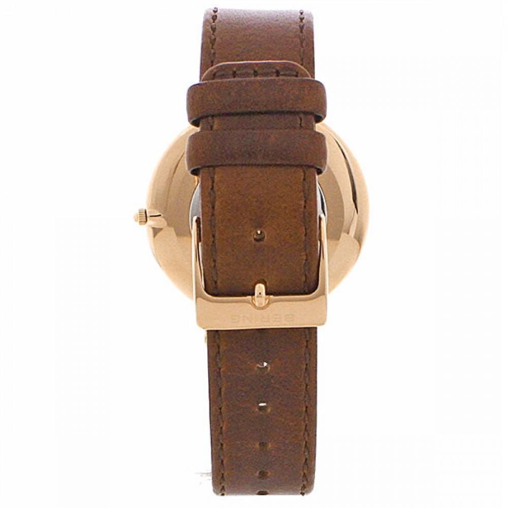 BERING Brown Leather Dress Watch - Elegance Redefined