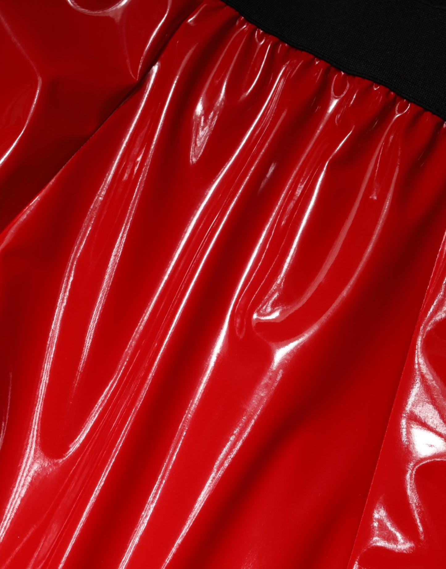 Dolce & Gabbana Glossy Red High Waist Midi Skirt