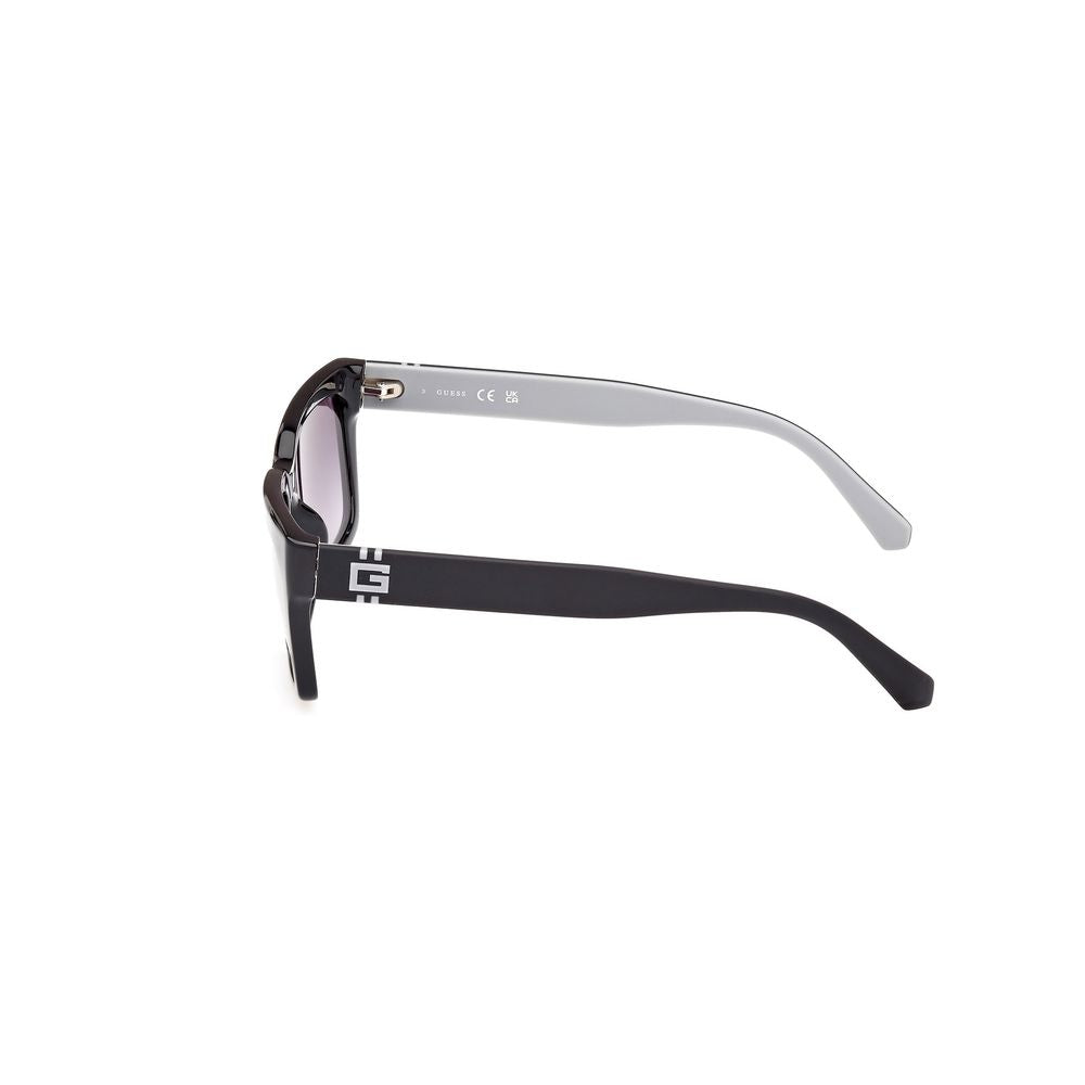 Guess Men’s Sunglasses – Black Rectangle Frame, Purple Lenses