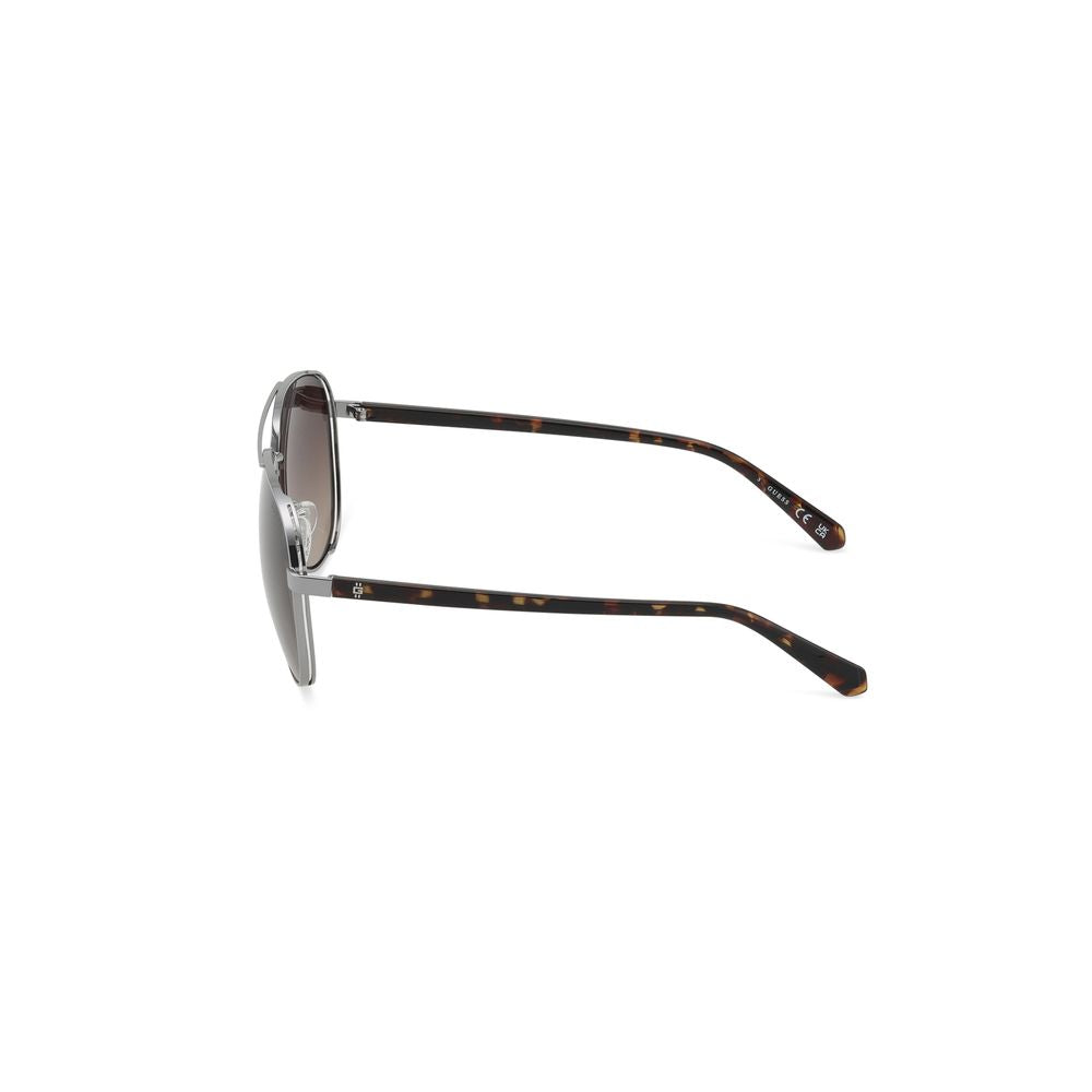 Guess Men’s Sunglasses – Grey Metal Frame, Brown Lenses