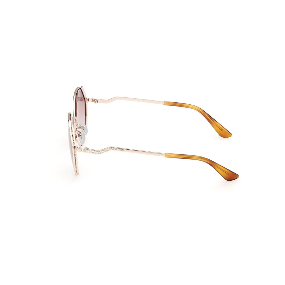 Guess Women’s Sunglasses – Golden Metal Frame, Brown Lenses