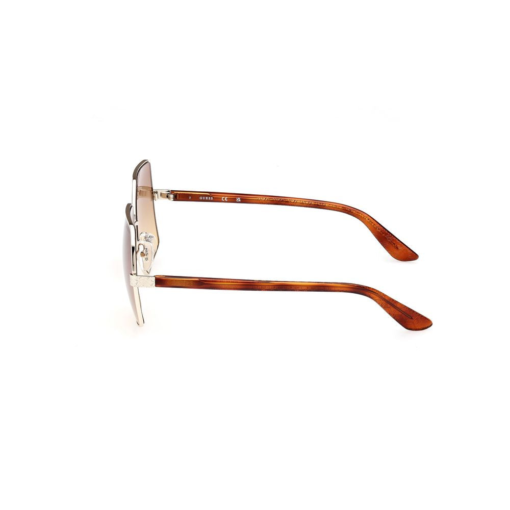 Guess Women's Golden Metal Frame Sunglasses with Brown Lenses