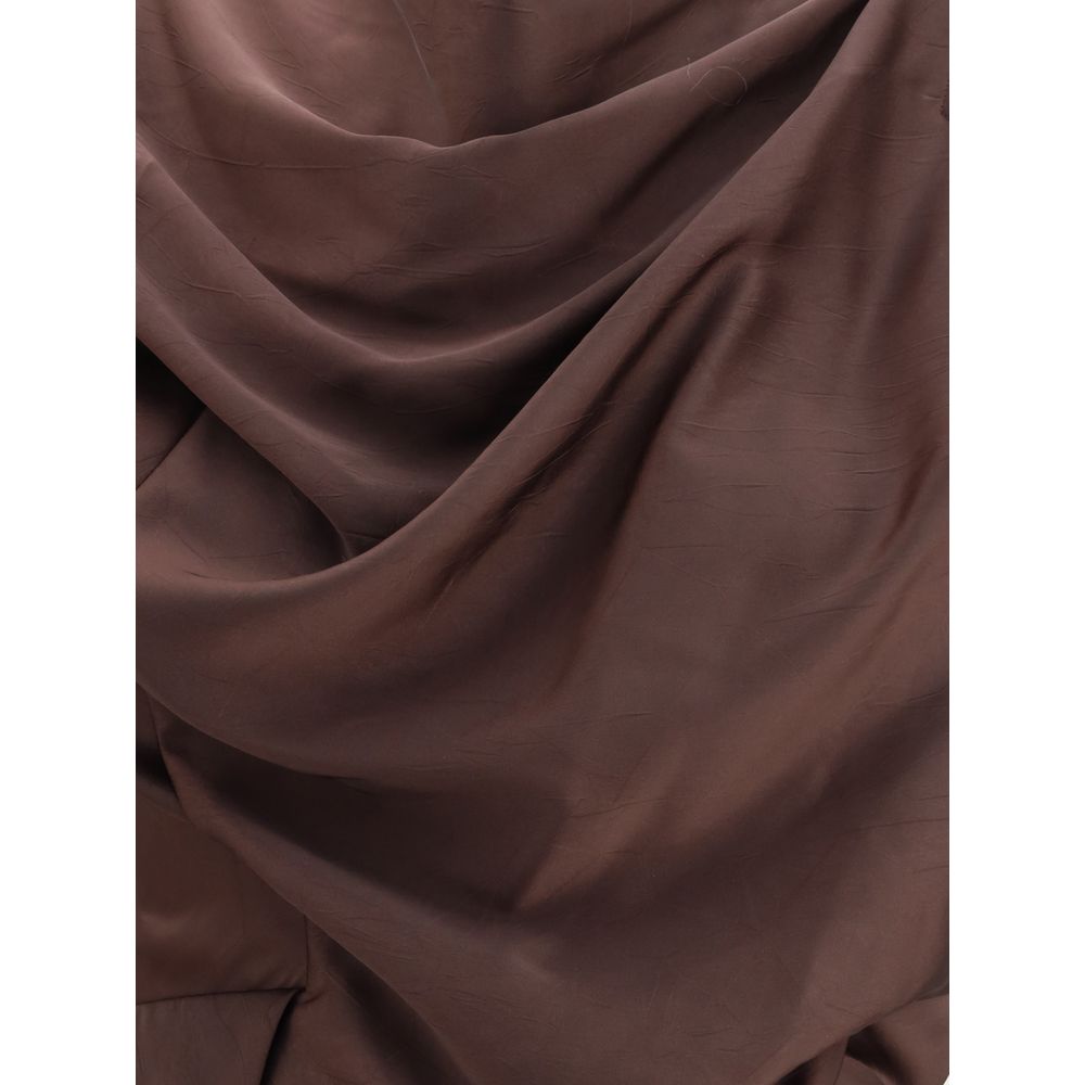 Vivienne Westwood Brown Draped Fond Maxi Cocktail Dress