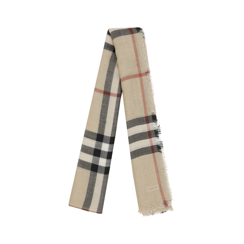 Burberry Brown Silk Scarf with Archivio Check Pattern