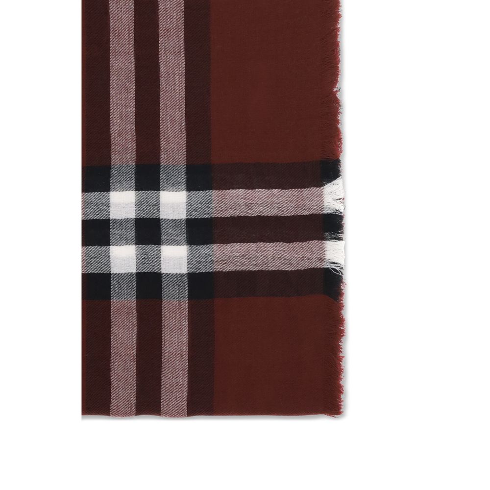 Burberry Bordeaux Wool Check Scarf