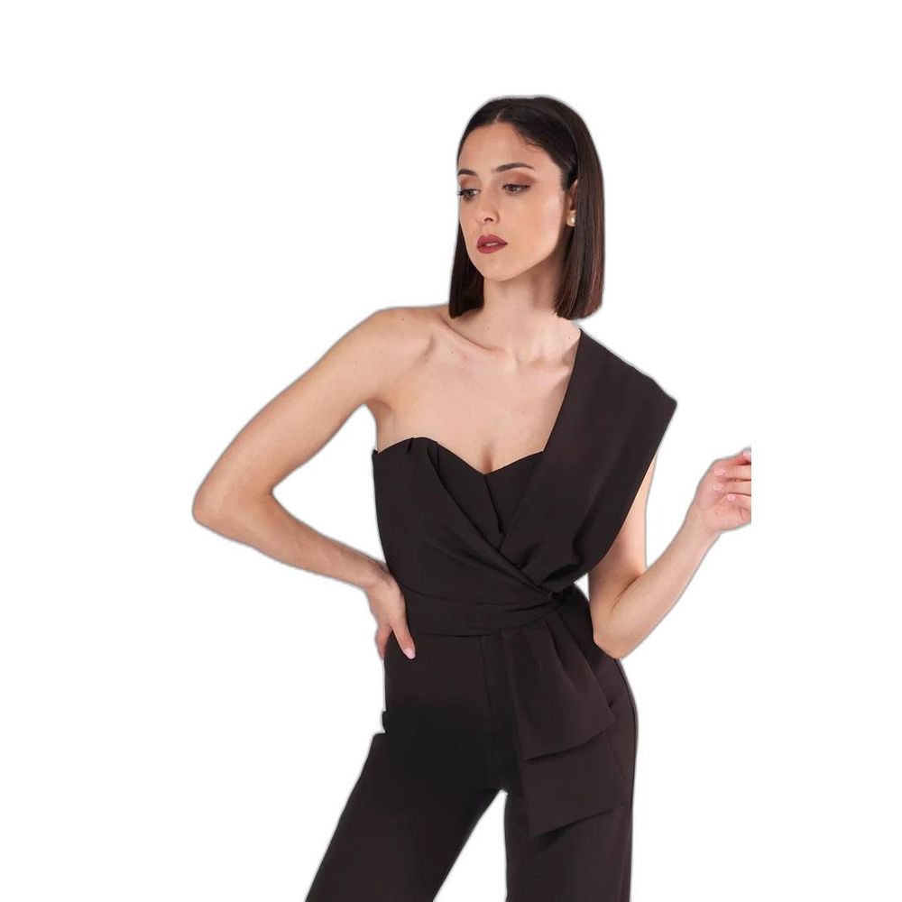 Silence Black One Shoulder Sleeveless Jumpsuit