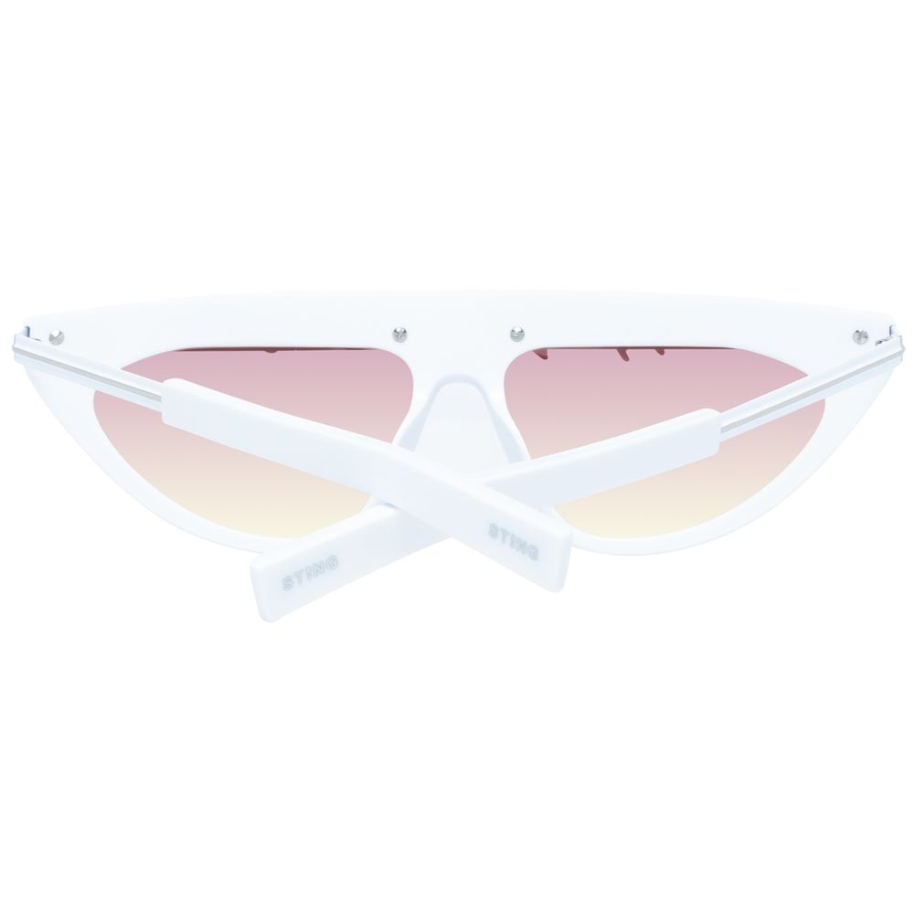 Sting Unisex Sunglasses – White Plastic Frame, Mirrored Lenses