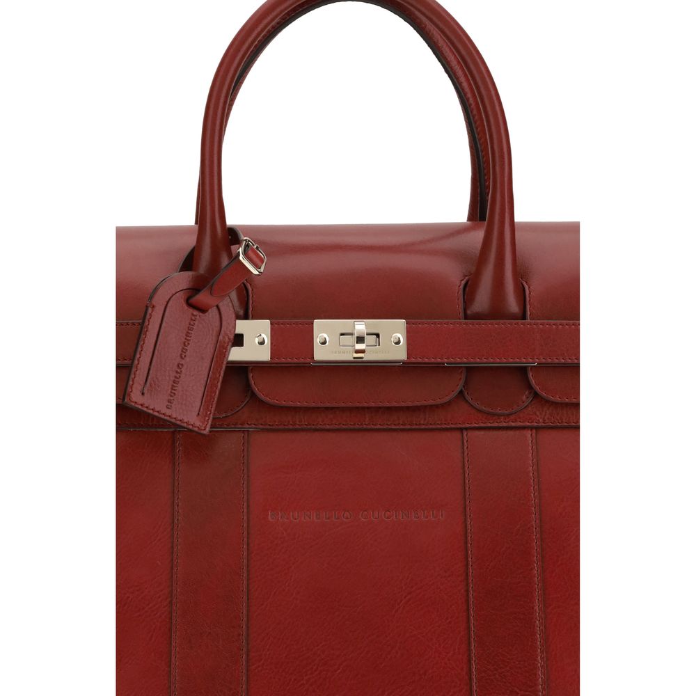 Brunello Cucinelli Bordeaux Calf Leather Country Travel Bag