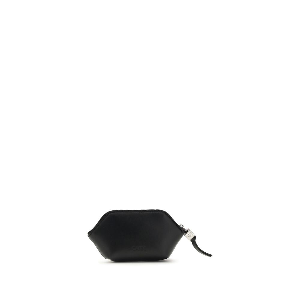 Ganni Bou Coin Purse with Poodle - Black Polyester Wallet