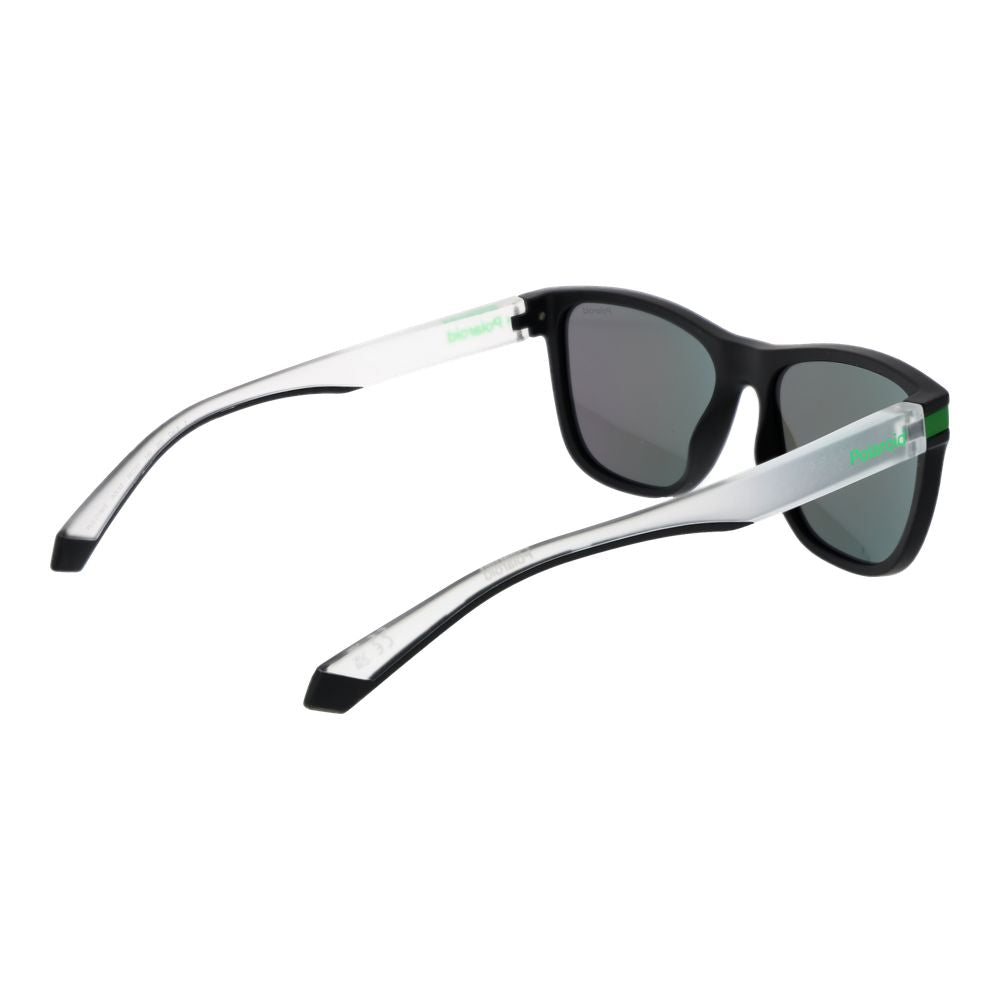 Polaroid Unisex Sunglasses – Black Rectangle Frame, Grey Mirrored Lenses