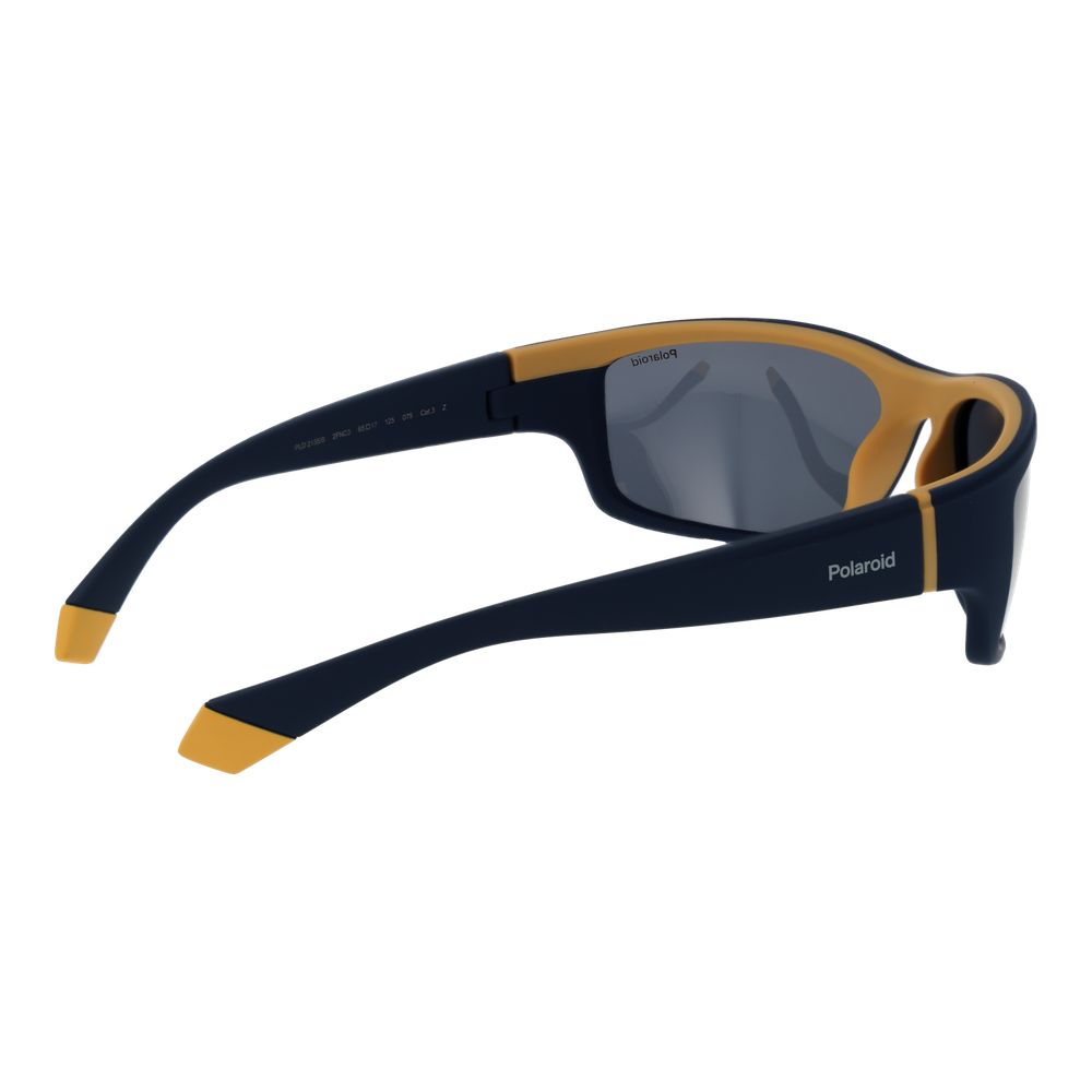 Polaroid Men’s Sunglasses – Blue Rectangle Frame, Grey Polarized Lenses