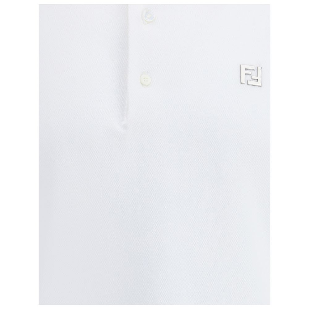 Fendi White Cotton Polo Shirt - Effortless Elegance