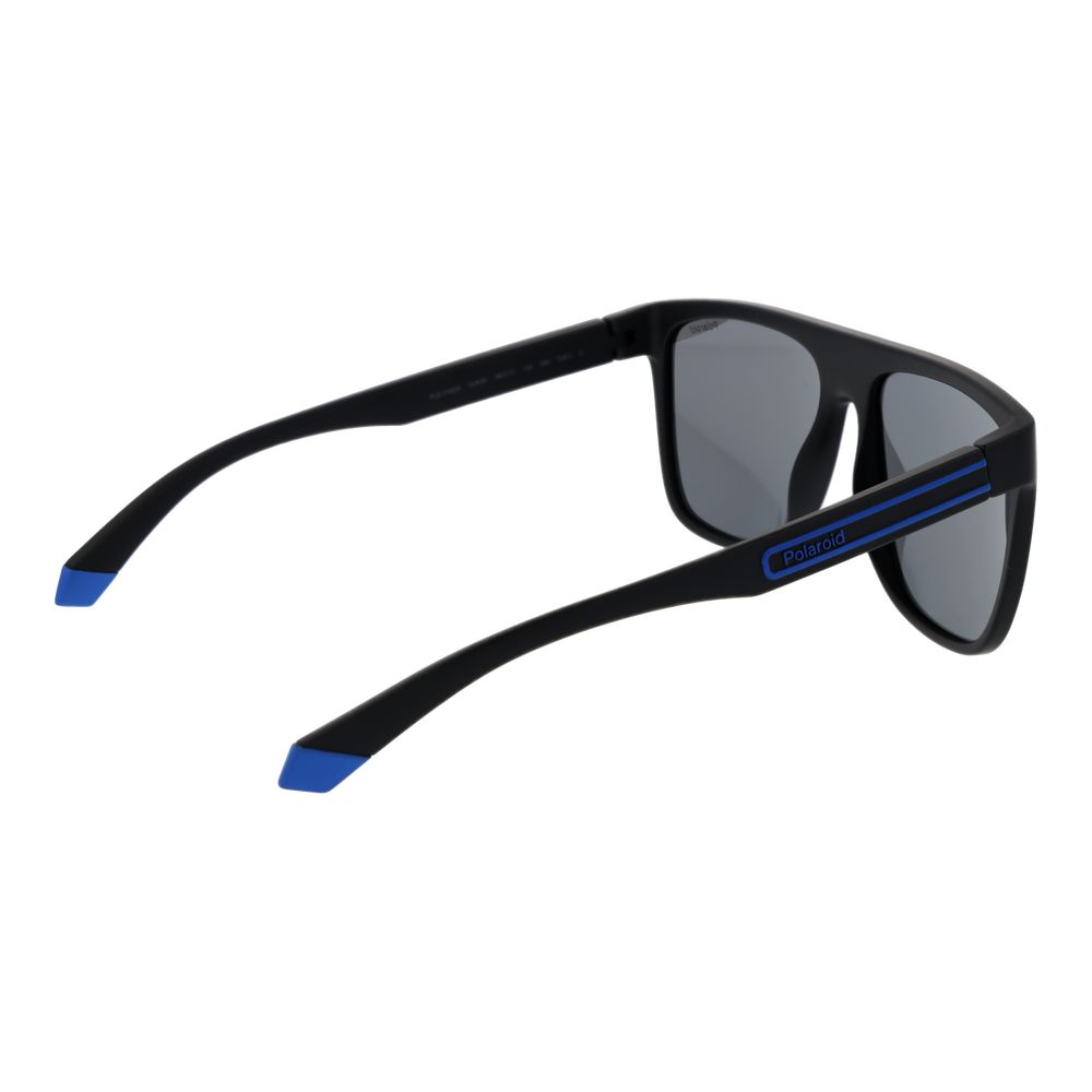 Polaroid Men’s Sunglasses – Black Rectangle Frame, Blue Lenses