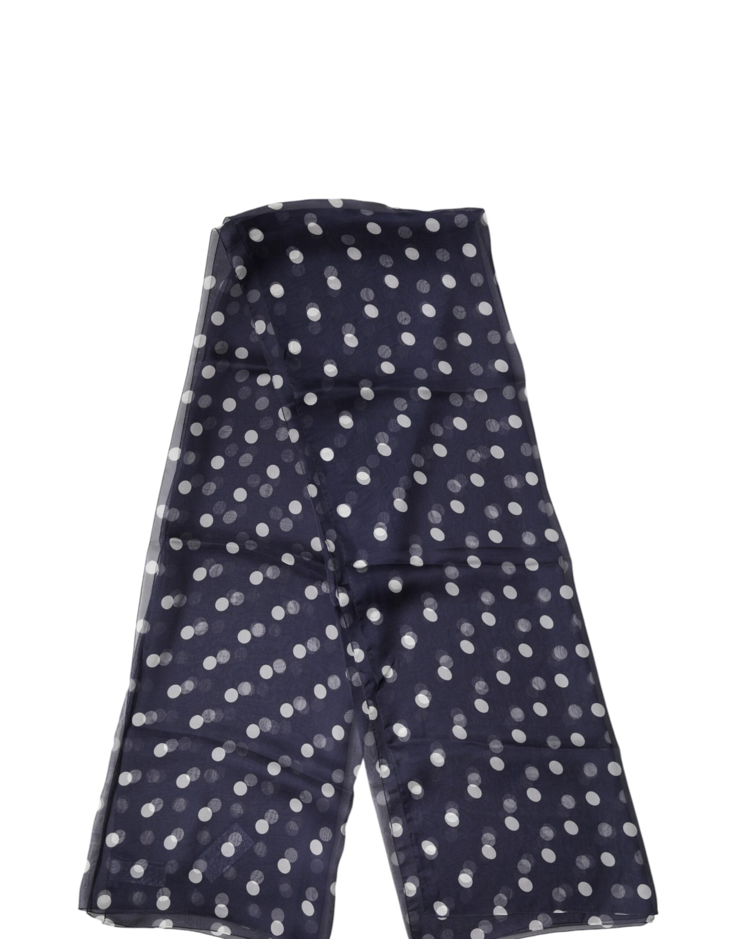 Dolce & Gabbana Blue Polka Dot Silk Neck Wrap Shawl