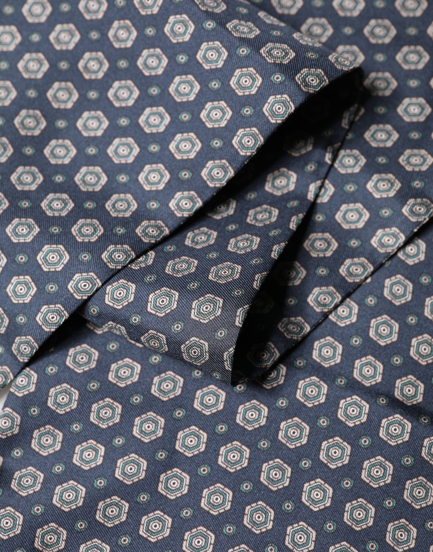 Dolce & Gabbana Blue Patterned Silk Fringes Foulard Scarf