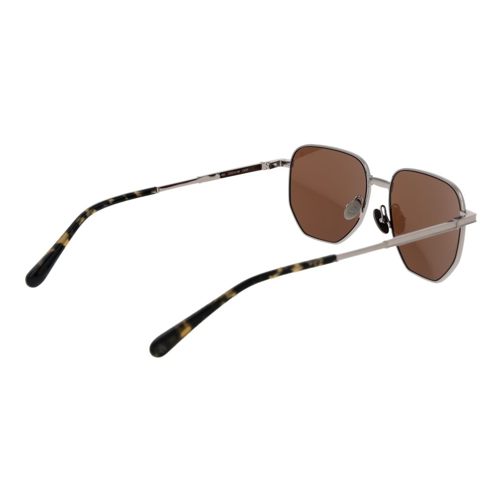 Scotch & Soda Men’s Sunglasses – Silver Geometric Frame, Brown Lenses