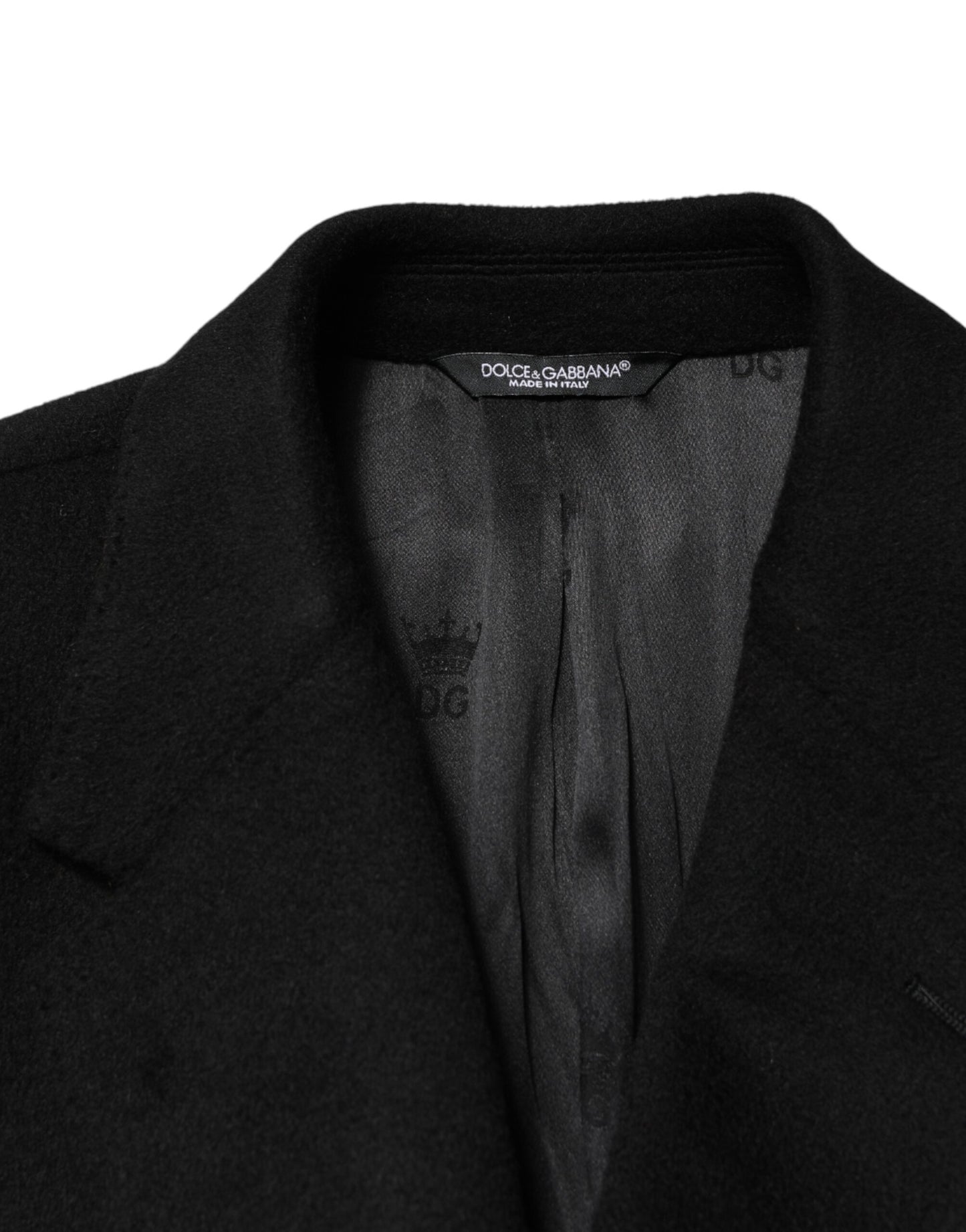 Dolce & Gabbana Black Wool Double Breasted Trench Coat Jacket