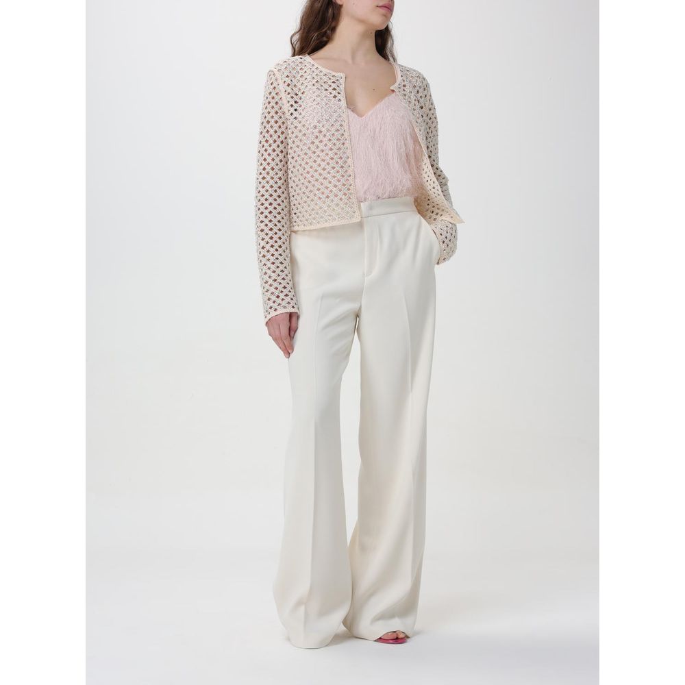 Twinset Blush Pink Feather Effect V-Neck Strappy Top for Women