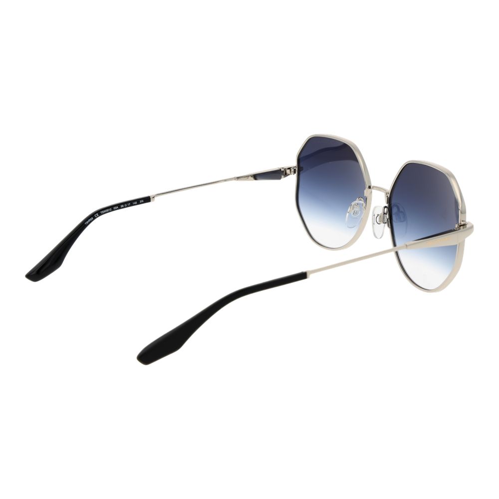 Trussardi Unisex Sunglasses – Silver Metal Frame, Blue Gradient Lenses