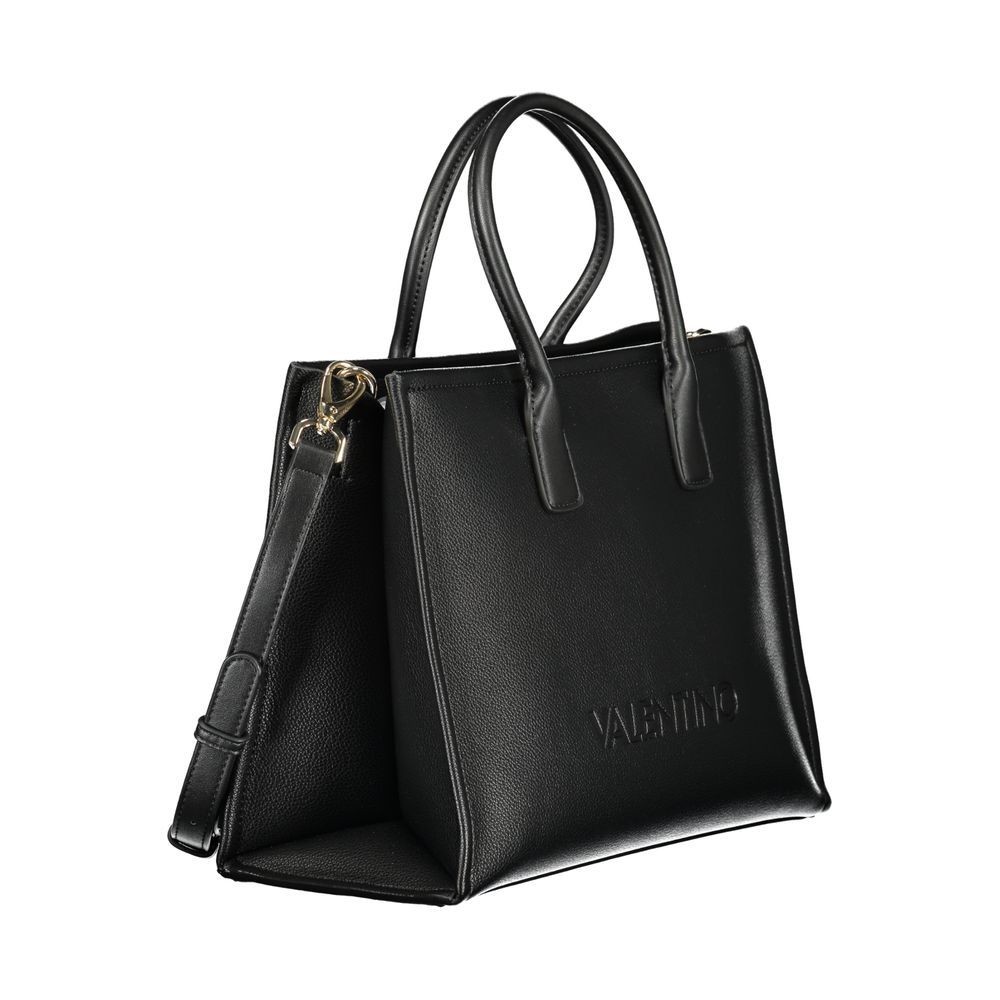 Mario Valentino Black Leather Women's Handbag with Iconic Logo