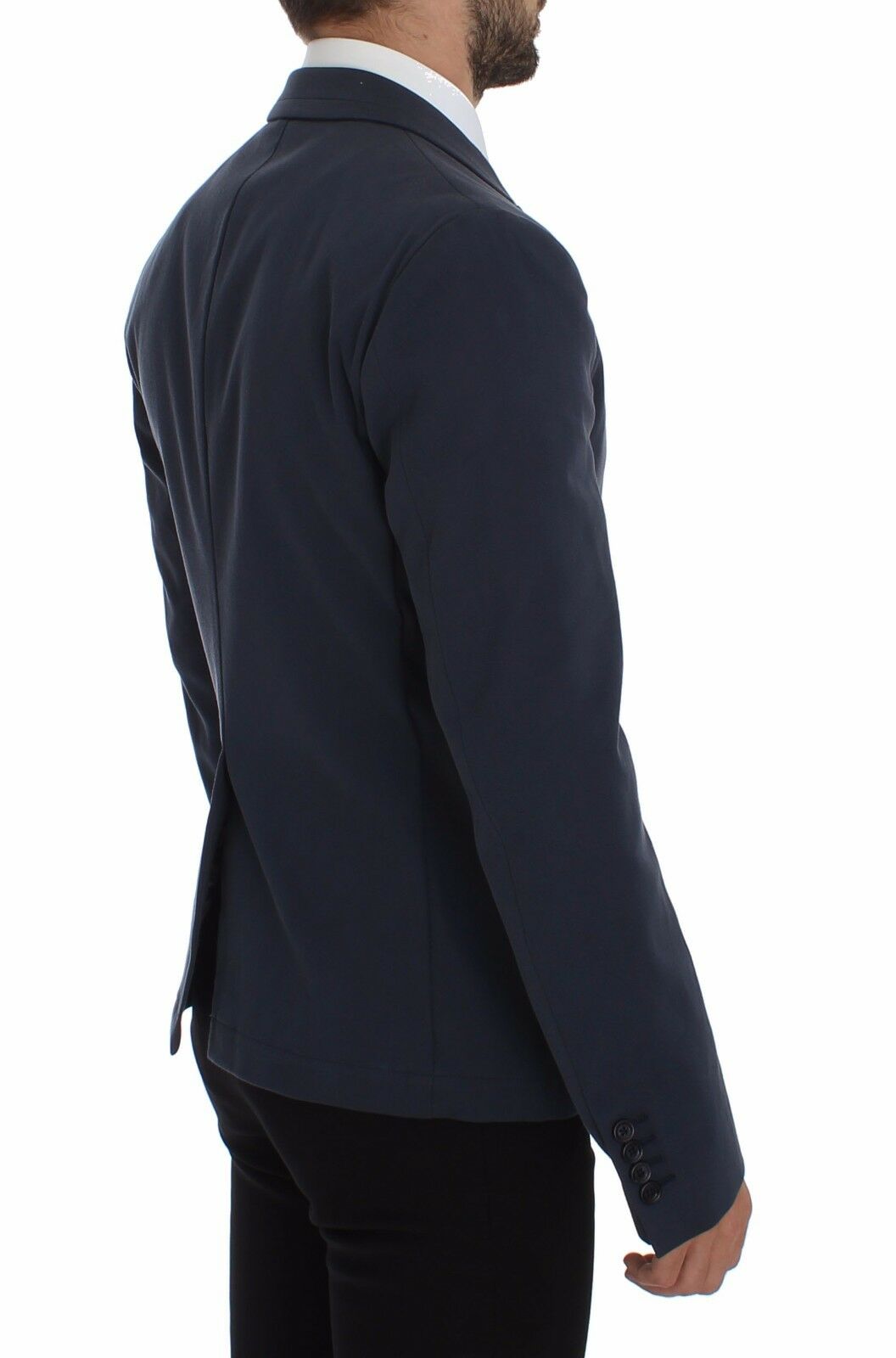 - Elegant Blue Cotton Stretch Blazer Jacket