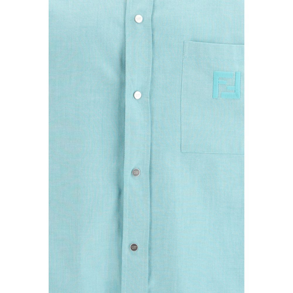 Fendi Light Blue Oversized Cotton Dress Shirt