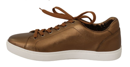  - Golden Metallic Leather Sneakers