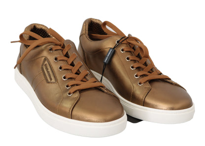  - Golden Metallic Leather Sneakers