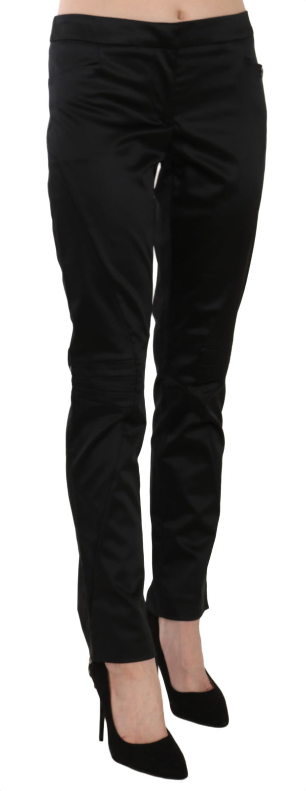 EXTE Black Mid Waist Skinny Dress Formal Trousers Pants