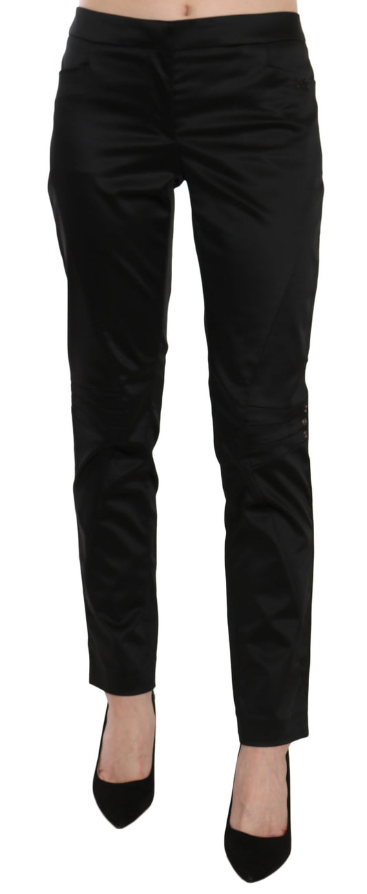 EXTE Black Mid Waist Skinny Dress Formal Trousers Pants