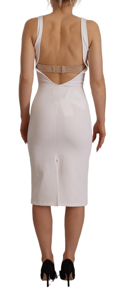 Maison Margiela Rayon White Sleeveless V-neck Sheath Midi Dress
