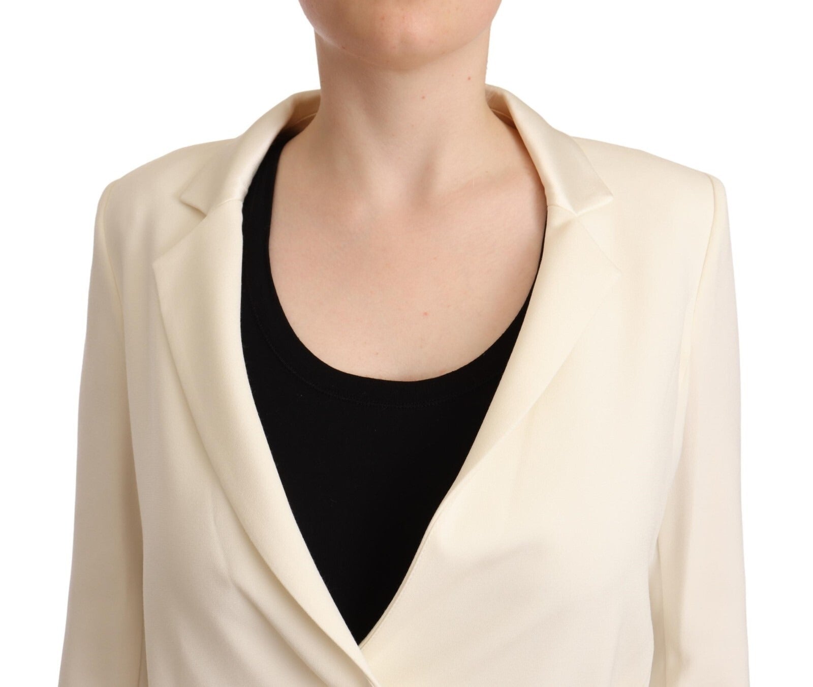 Patrizia Pepe Wrap Off White Long Sleeves Viscose Blazer Jacket