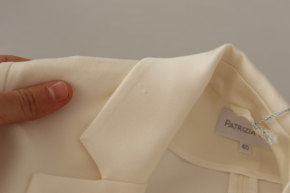 Patrizia Pepe Wrap Off White Long Sleeves Viscose Blazer Jacket