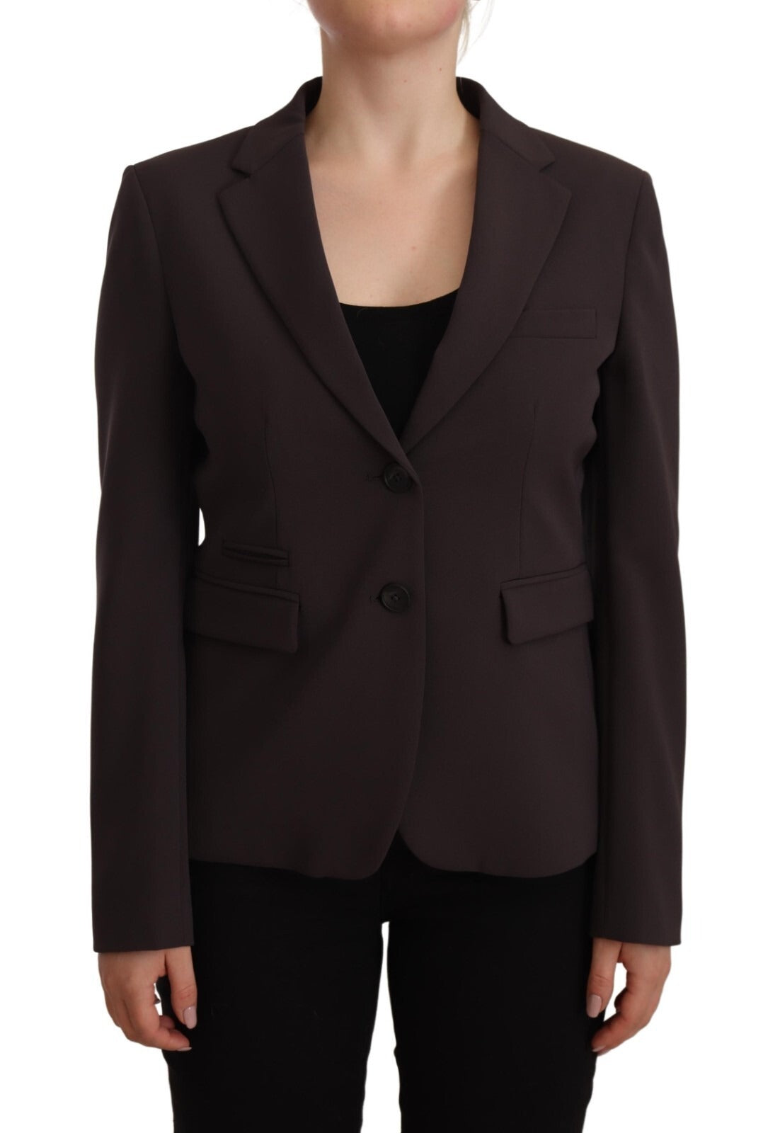 F.IT Brown Long Sleeve Single Breasted Women Jacket Blazer