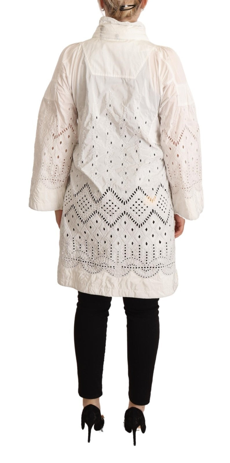 Ermanno Scervino Button Down White Long Sleeve Polyester Jacket