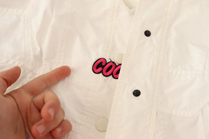 Ermanno Scervino Button Down White Long Sleeve Polyester Jacket