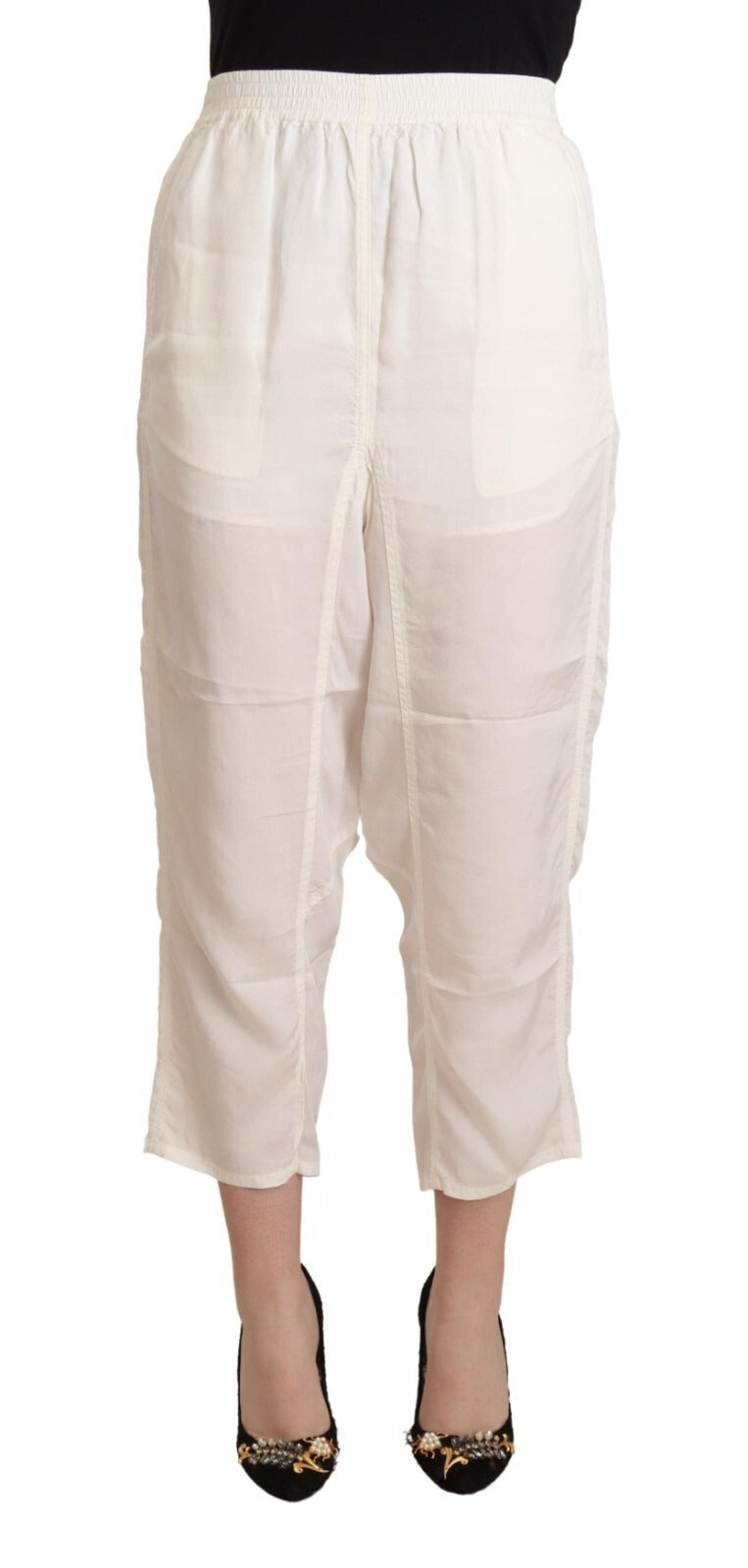 Maison Margiela White High Waist Cropped Trouser Pants