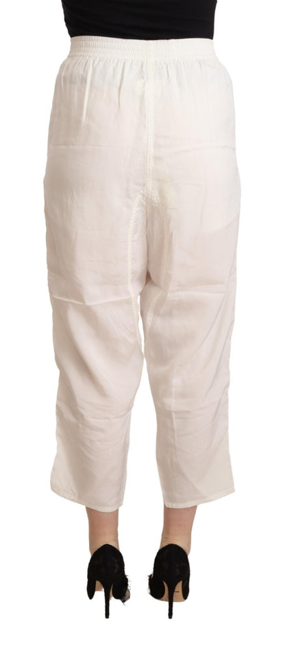 Maison Margiela White High Waist Cropped Trouser Pants