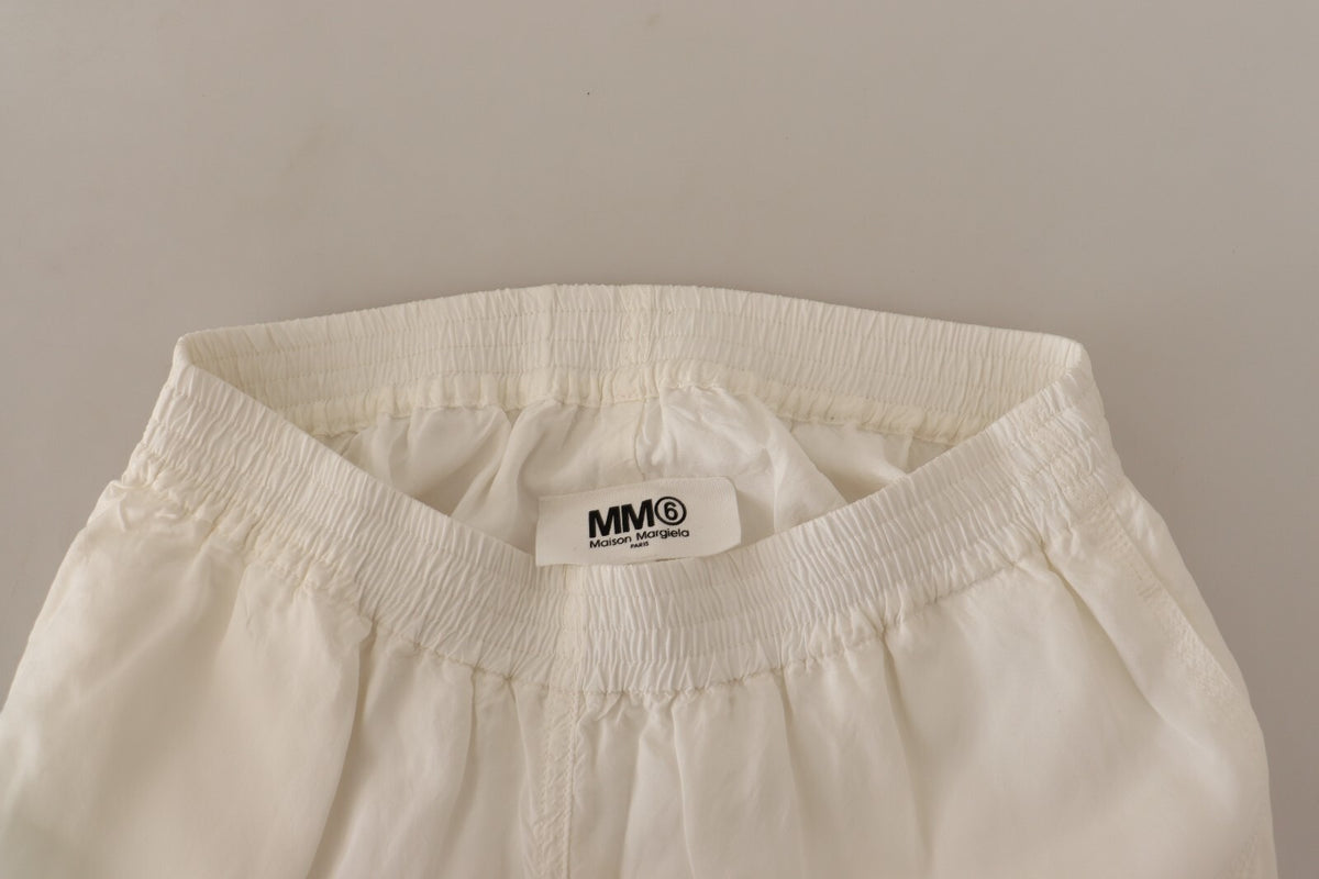 Maison Margiela White High Waist Cropped Trouser Pants
