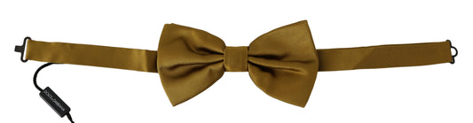  - Elegant Mustard Silk Bow Tie