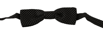  - Elegant Black Polka Dot Silk Bow Tie