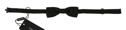  - Elegant Black Polka Dot Silk Bow Tie