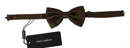  - Elegant Brown Polka Dot Silk Bow Tie