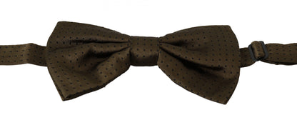  - Elegant Brown Polka Dot Silk Bow Tie